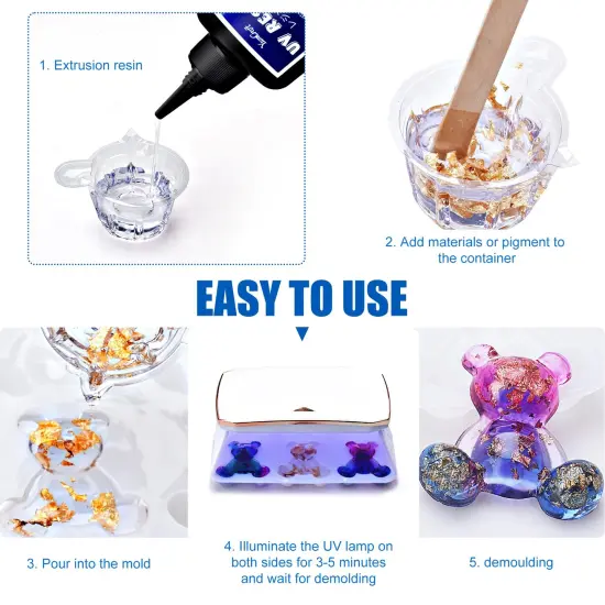 UV Resin - 500g Crystal Clear UV Curing Resin, Low Odor Hard Type Ultraviolet Cure Resin for DIY Jewelry Making, Resin Crafts, Painting - Transparent Bubbles Free UV Epoxy Resin for Casting, Statues {2}