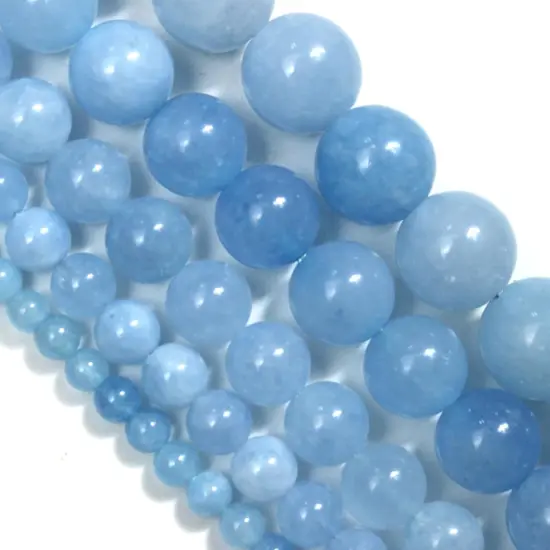 Crystal Blue Beads for Jewelry Making Gemstones Round Natural Stone Aquamarine Beads for Bracelets Making Adults 15inch 4mm {3}