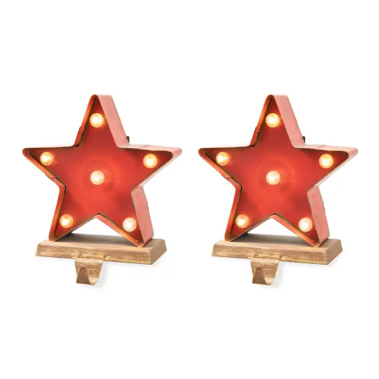 Set of 2 7.5"H Marquee LED Star Stocking Holder {4}