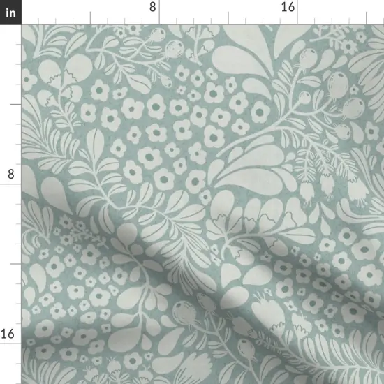 Various Fabrics by the Yard or Fat Quarter Calm Botanical Tranquil Flowers Serene Leaves Blue Gray Vine Wildflowers Floral Custom Printed Fabric by Spoonflower {2}
