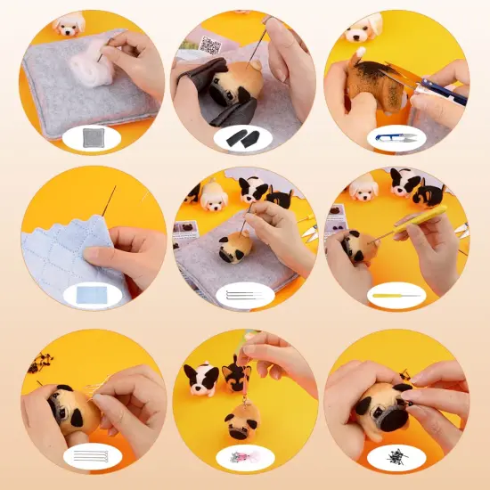 Needle Felt Starter Kit, Needle Felting Kit, Needle Felt Supplies, Wool Felt (Includes Keychain), Needle Felt Pads, Felt Needles, DIY Craft Animal Decor Scissors for Gifts, and Instructions {2}