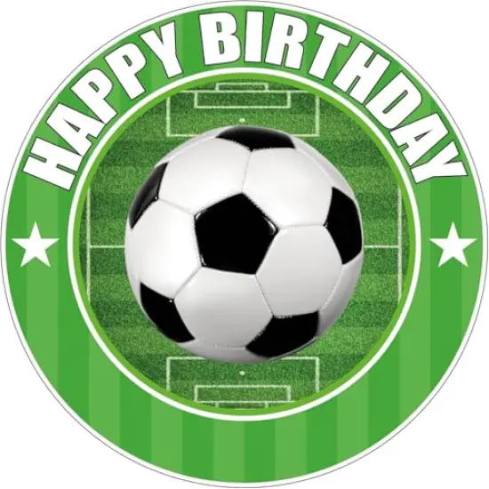 Soccer Edible Cake Topper Icing Image fits 8 inch round or larger cake {1}