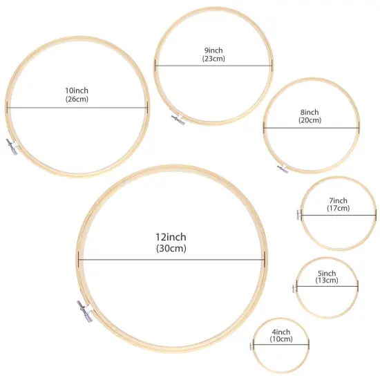 7 Pieces 7 Sizes Embroidery Hoops Set 4 inch to 12 inch Circle Cross Stitch Hoop Rings for Craft Sewing and Ornaments {6}