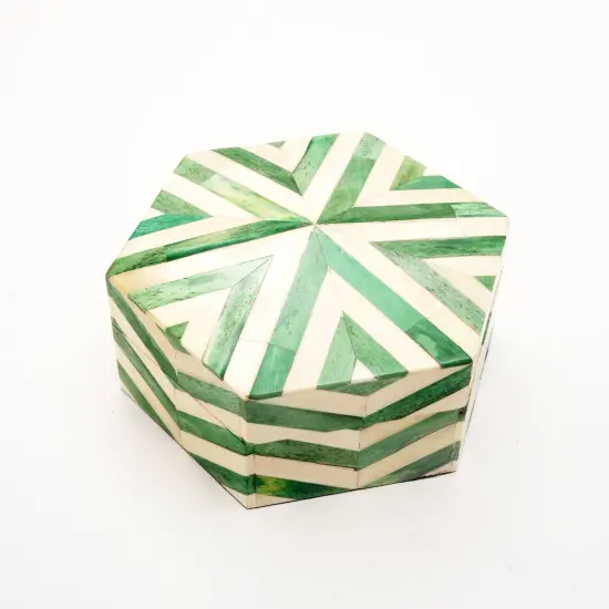 Zigzag Pattern Hexagon Shape Storage box/Decorative Box-6.5X6.5X3" {2}