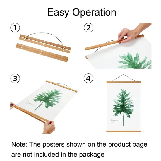 FALAMON Magnetic Poster Hanger Frame, 12x16 12x18 12x24 Teak Wood Magnet Poster Frame for Posters, Prints, Photos, Pictures, Maps, Scrolls, and Canvas Artwork {6}