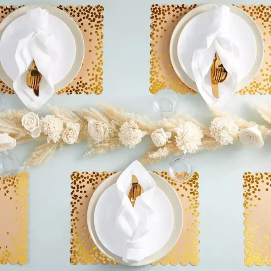 50 Pack Gold Disposable Paper Placemats with Foil Polka Dots {5}