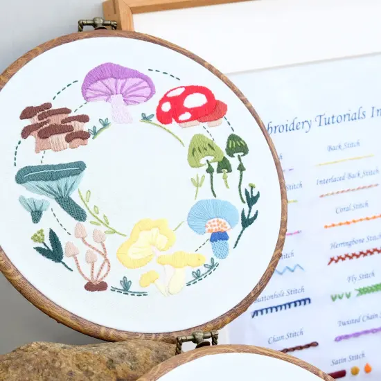HAND U JOURNEY Basic Embroidery Stitch Kit: Perfect for Beginners with 28 Different Stitches and a Mushroom Embroidery Set {4}