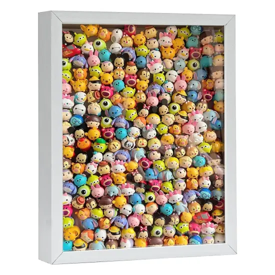 8x10 White Wooden Shadow Box Frame Memory Box, MDF Wood with Tempered Glass, 1.8 inch Depth Display Box for Collages Collections Mementos Awards Medals Photos (White) {1}