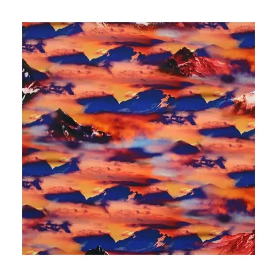 Cloudy Mountain Range Printed Spandex Fabric {5}