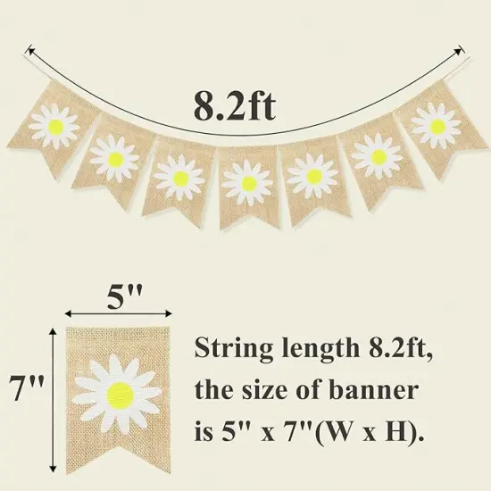 Spring Flower Banner Burlap Rustic Spring Bunting Garland Daisy Flower for Spring Theme Party Decorations Mantel Fireplace Wall Decor {2}