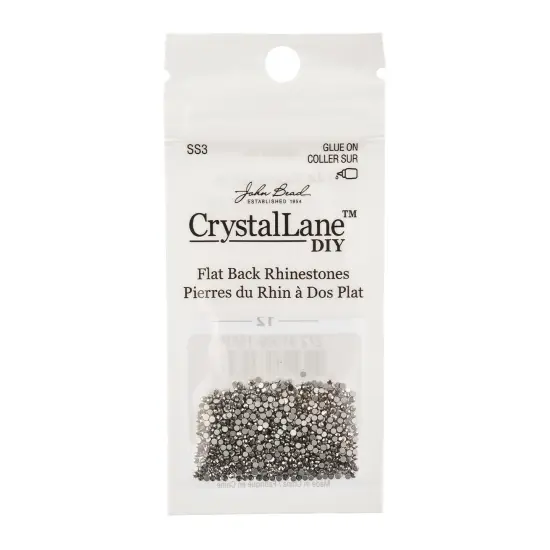 Crystal Lane DIY SS3 Glass Flatback Rhinestones, 1440pcs Hematite {3}