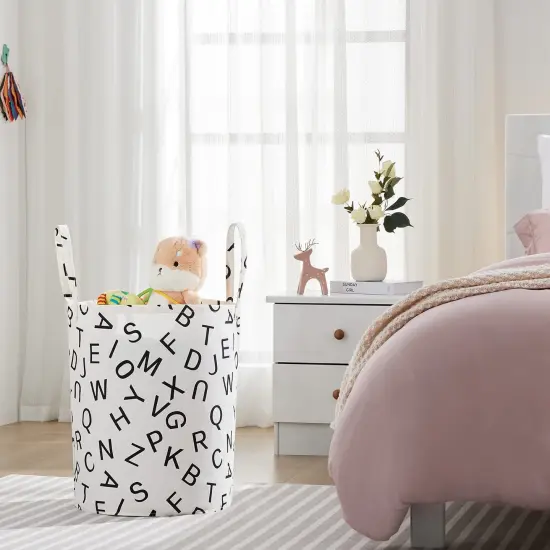 Large Storage Basket for Girls and Boys, Collapsible Laundry Hamper with Long Handles, Toy Bins for Nursery, Kids Room D&eacute;cor {4}