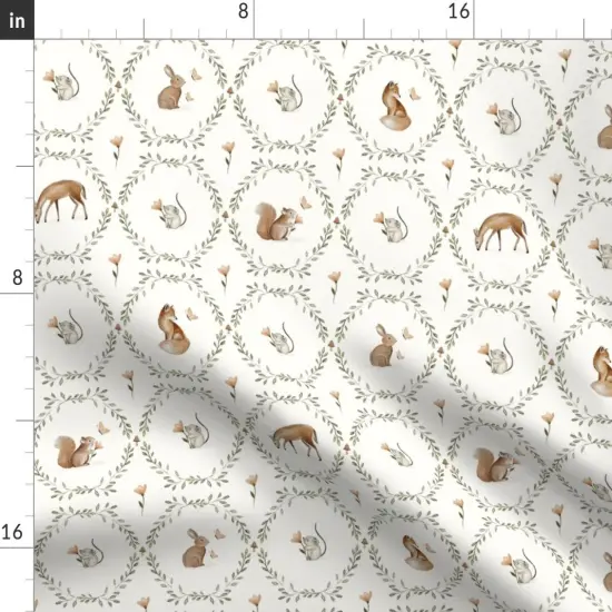 Various Fabrics by the Yard or Fat Quarter Neutral Woodland Deer Squirrel Baby Nursery Fox Rabbit Mouse Whimsical Fun Cute Happy Cheerful Soft Pastel Custom Printed Fabric by Spoonflower 18001017 {2}