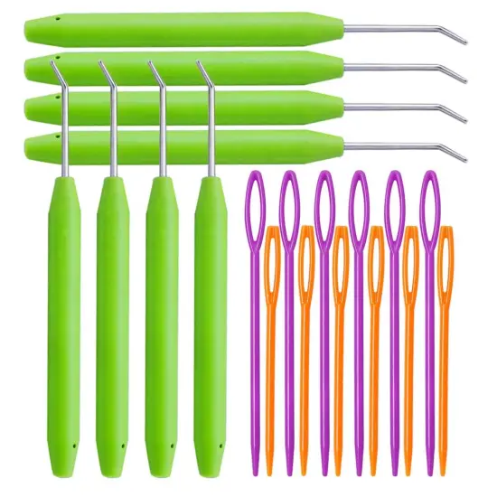 WONVOC Loom Knit Hook Set, Crochet Needle Hook Kit, 8 Pcs Green Knitting Loom Hooks with 12 Pcs Colorful Plastic Sewing Needles for Knitting Looms Knitting Boards {1}
