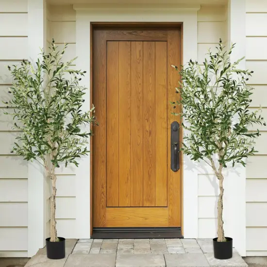2-Pack Large Artificial Olive Tree w/ 1296 Olive Leaves & 72 Olive Fruits Green {5}