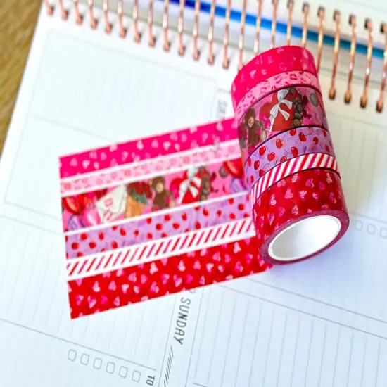 Valentines Day Love Red Pink Hearts Washi Tape Set February 2025 - W125 {4}