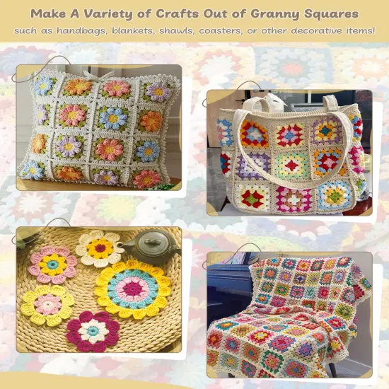 Katech Beginner Crochet Kit for Adults & Kids - Granny Square Blanket & Bags Kit {4}