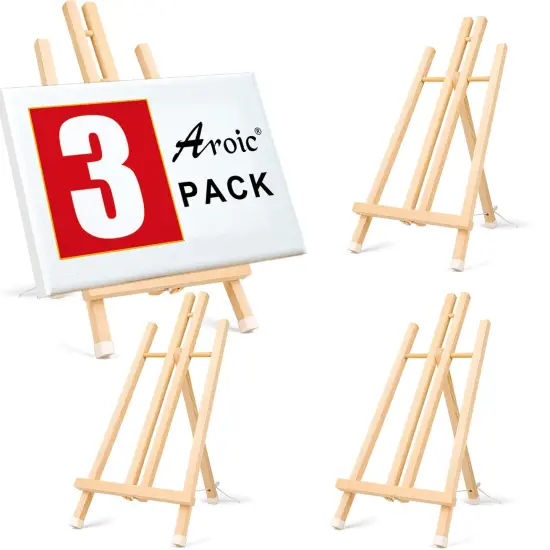 3 Pack 15 Inch Wood Easels, Easel Stand for Painting Canvases, Art, and Crafts, Tripod, Painting Party Easel, Kids Student Tabletop Easels for Painting, Portable Canvas Photo Picture Sign Holder {1}