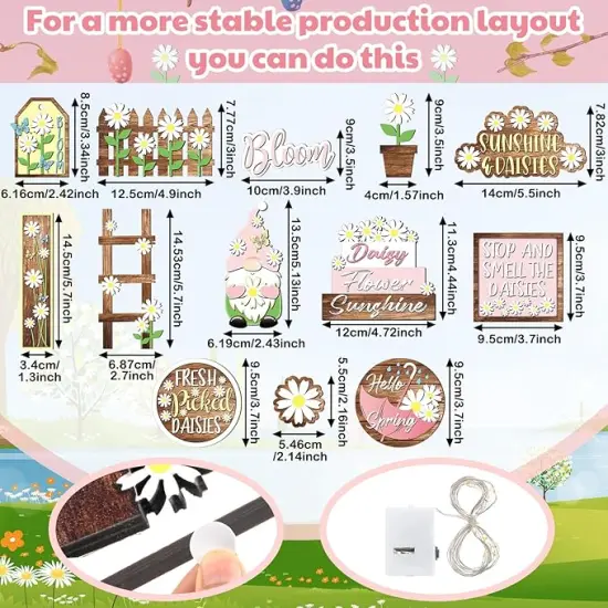 15 Pcs St. Patrick's Day Tiered Tray Decor Set St Patrick's Day Decoration Easter Wooden Table Sign Easter Tiered Tray Decorations Farmhouse Tabletop Decorations for Home Kitchen(Flower) {3}