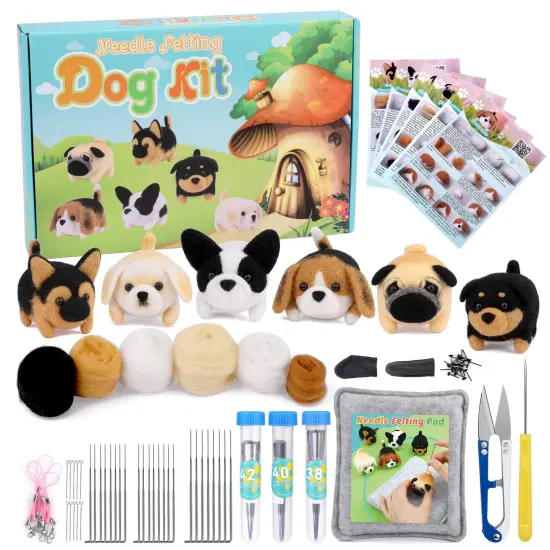 Needle Felt Starter Kit, Needle Felting Kit, Needle Felt Supplies, Wool Felt (Includes Keychain), Needle Felt Pads, Felt Needles, DIY Craft Animal Decor Scissors for Gifts, and Instructions {1}