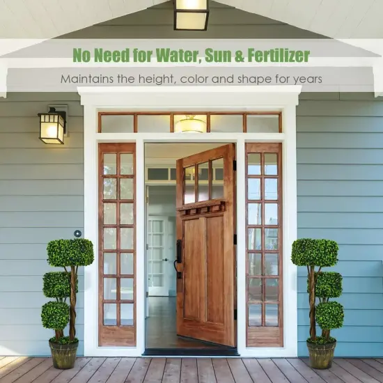 Costway Artificial Boxwood Topiary Tree 36 " UV Protected Indoor Outdoor Decor {2}