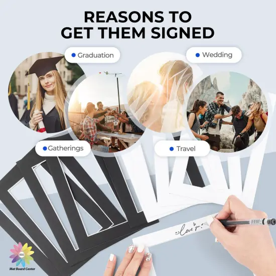 10 Pack Pre-Cut 5x7 Picture Mats for 4x6 Photos/Prints - Acid Free, Bevel Cut, White Core, 4-Ply Thickness (White & Black) {5}