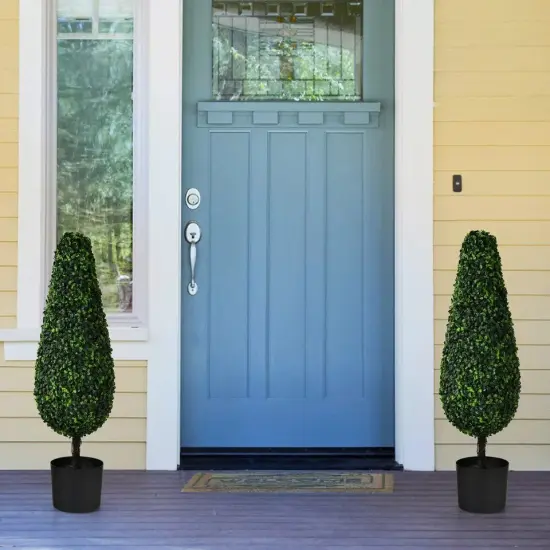 Costway 2 Pack 3' Artificial Tower Topiary Tree UV Resistant Indoor Outdoor {5}