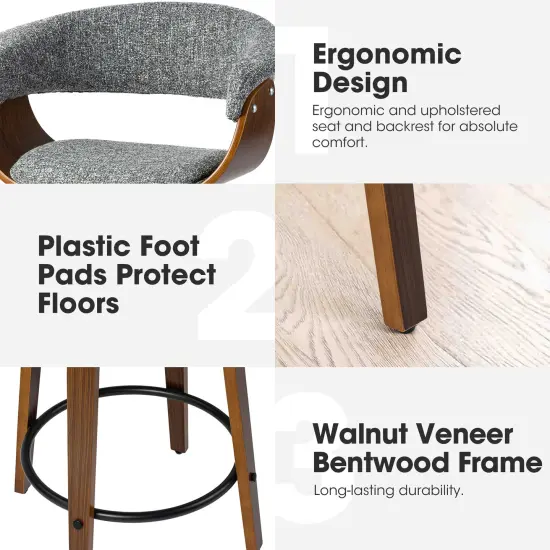 Set of 2/4 Modern Counter & Bar Height Wooden Swivel Bar Stools {4}