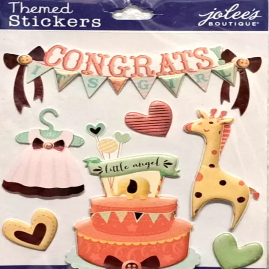 Jolee's Boutique Congratulations Baby Girl Dimensional Stickers {1}