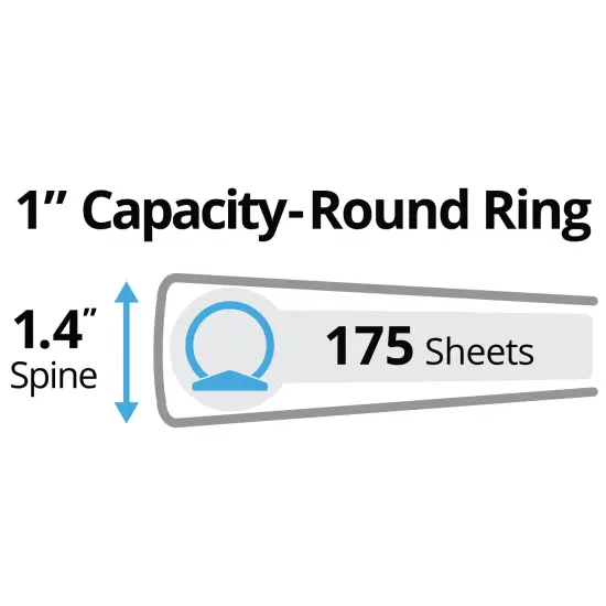 Avery Legal-Size Durable 3 Ring Binder, 1" Round Rings, Holds 8.5" x 14" Paper, Label Holder, 1 Black Binder (06400) {2}