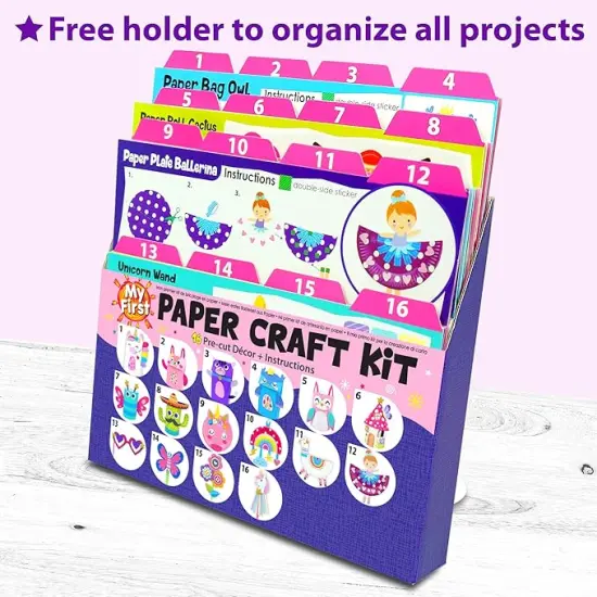 My First Unicorn Bunny Paper Craft Kit for Toddlers and Girls Age 3-8 Years Old, Include 18 Cute DIY Arts and Crafts Projects, Organized Art Activities Supplies Box Preschool Creative Toys {3}