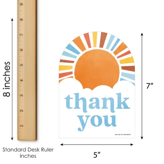 Big Dot of Happiness Retro Sunshine Thank You Cards, Here Comes The Son Party Theme, Boho Baby Shower Gratitude Letters with Envelopes - Set of 12 {6}