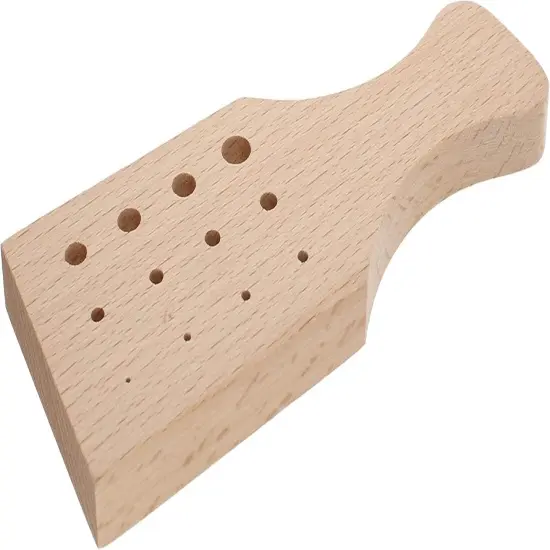 The Beadsmith Deluxe Wire Chain Drawplate, 6 x 2.25, Wooden, with Handle, 12 Holes - Diameter Range 1-7mm, Smooth, Shape and condense Knitted, Crocheted Woven or Braided Wire {2}