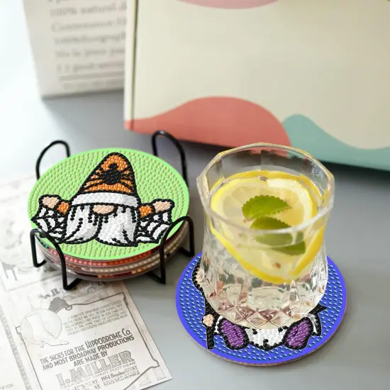 Cute Gnome Diamond Painting Coasters Kits - 8PCS {3}