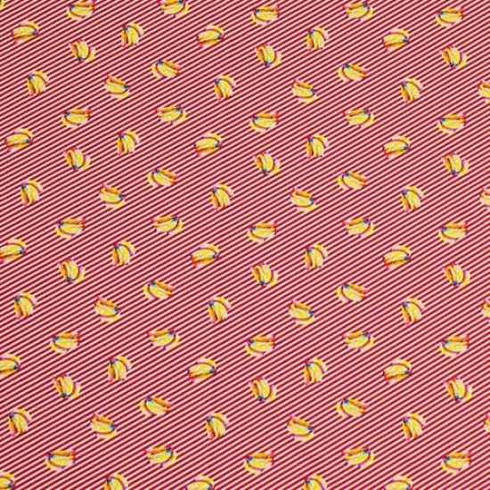 Bananas Red Stripes Printed Spandex Fabric {2}