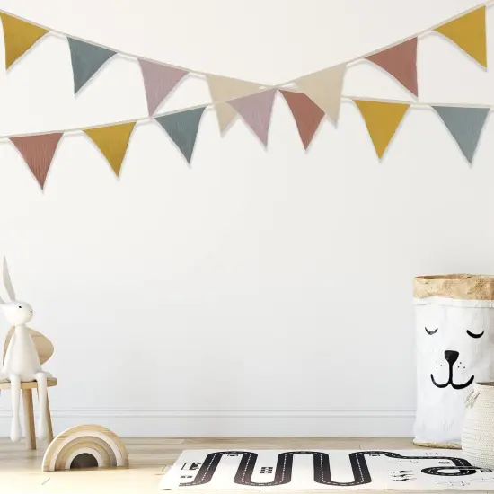 15.5 ft Party Pennant Banner Flags, 2 Pcs Nursery Garland Triangle Bunting Flag Baby Banner for Nursery Decor Baby Birthday Boho Wedding Shower Party Event, Each 7.75 ft(Rainbow Color) {5}