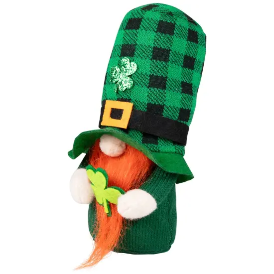 Northlight Plaid Gnome with Shamrocks St. Patrick's Day Decoration - 7" Green {5}