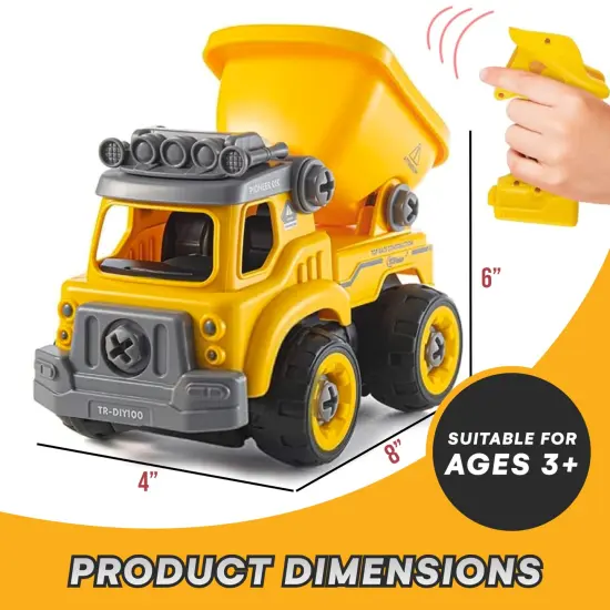 Top Race 3-in-1 Construction Toys - Easy Assembly Take Apart Construction Trucks with Remote Control and Drill - 3 Building Models for Kids Ages 3 and Up - Ideal for Indoor and Outdoor Play {4}