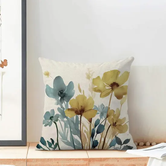 Modern Summer Flower Decoration Pillow Covers Farmhouse Decorative Linen Cushion Cover For Sofa Couch {3}
