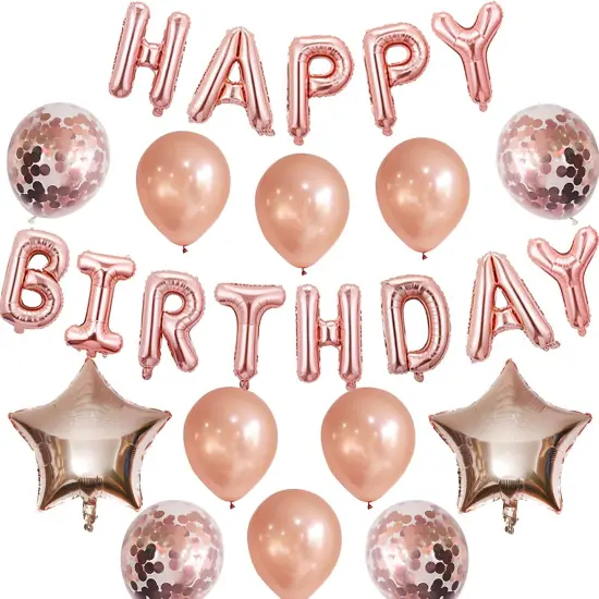 Rose Gold Balloons Happy Birthday Balloons Banner 16 Inch Aluminum film Letters Balloons for Party Decoration Scene Arrangement Balloon Birthday Event Celebration Decorations {1}