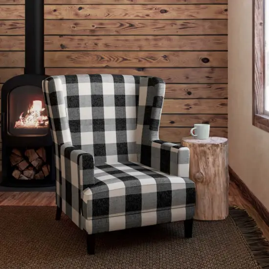 Buffalo Coal - Black Check & Houndstooth,Plaid Upholstery Fabric 54 Inches" {2}