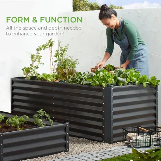 Best Choice Products 6x3x2ft Outdoor Metal Raised Garden Bed, Planter Box for Vegetables, Flowers, Herbs Gray {6}