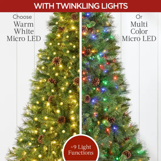 Best Choice Products Pre-Lit Scotch Pine Christmas Tree w/ 2-In-1 Micro LED Lights {1}