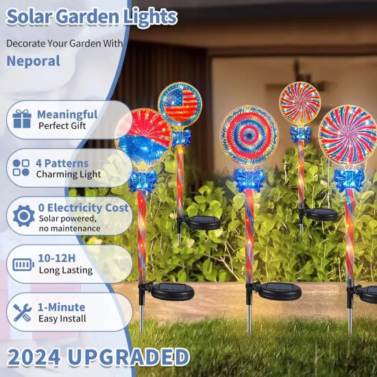 4th of July Decorations Outdoor, 4 Pack Waterproof Outdoor {4}