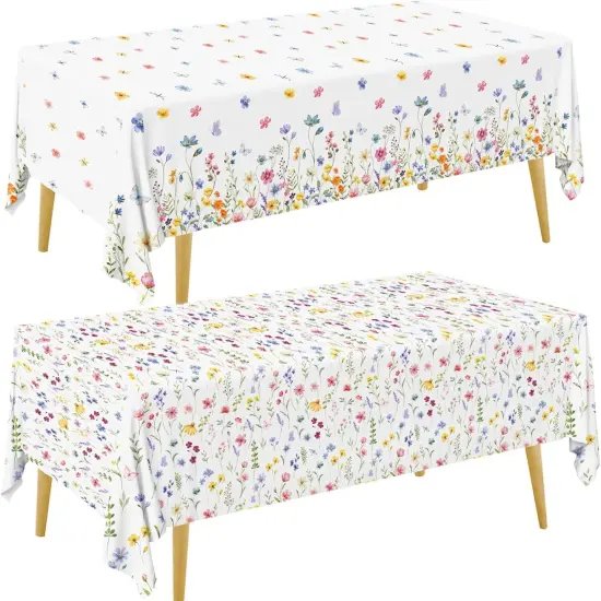 2Pcs Spring Floral Tablecloth Wildflowe {1}