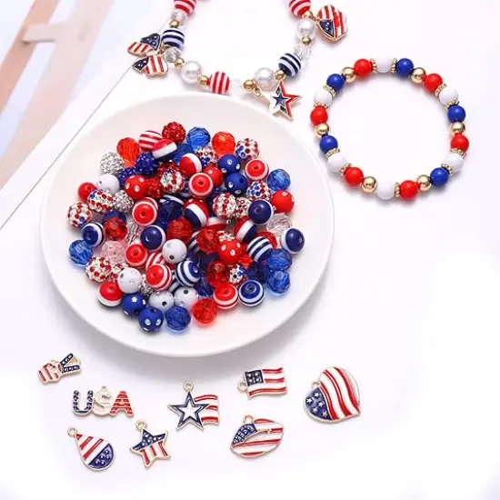 1050PCS+ American Flag Charms 4th of July Patriotic Beads {4}