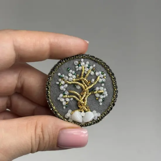 Beadwork kit for creating brooch Crystal Art Tree of happiness BP-371C {2}