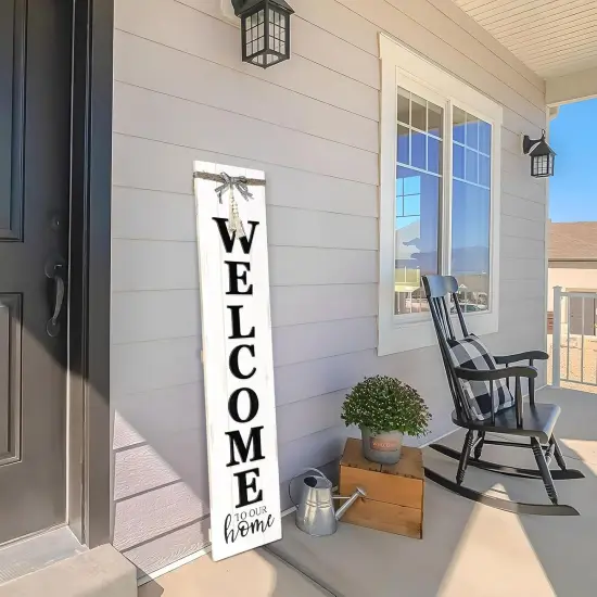 Solid Wood Farmhouse Welcome Sign (Whitewashed) {5}