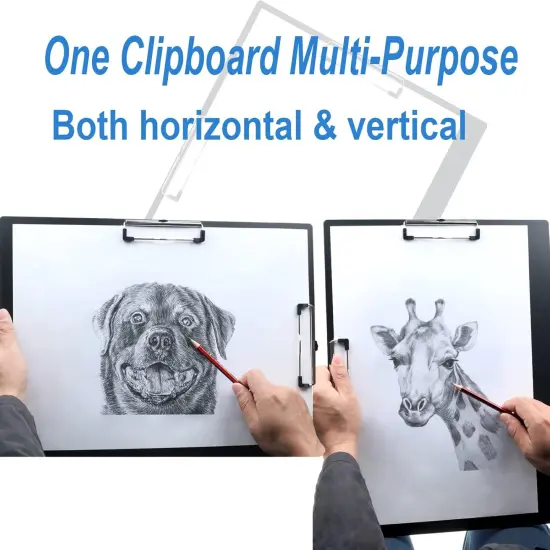 11x17 clipboard Double Clip Extra Large Clipboard Low Profile Clip 11 x 17 Clipping Board Light Weight Not Fragile Plastic Black Pack of 1 {2}