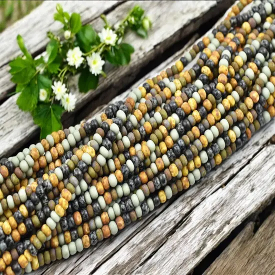 6/0 Aged Matte Bonzai Picasso Mix Seed Beads (22" Strand) {3}